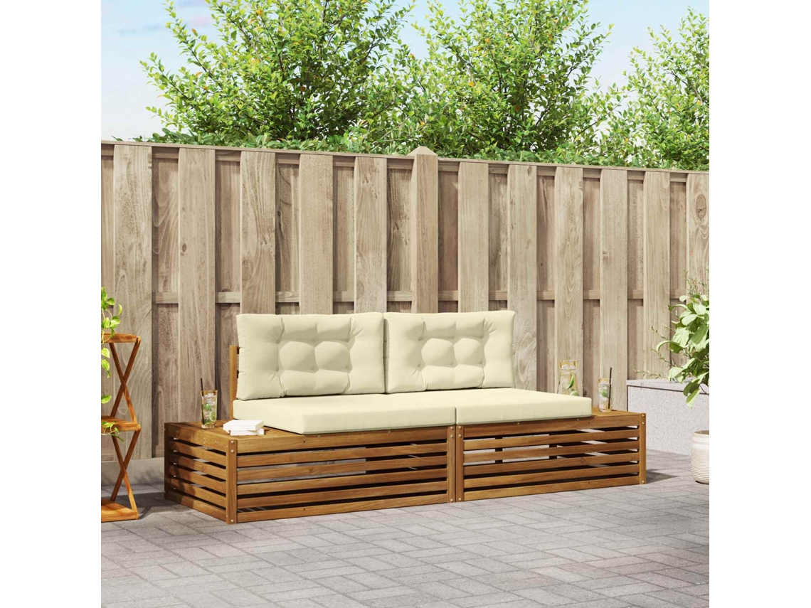 Vidaxl 2 Unid. Conjunto De Sofás Para Exterior Natural E Creme