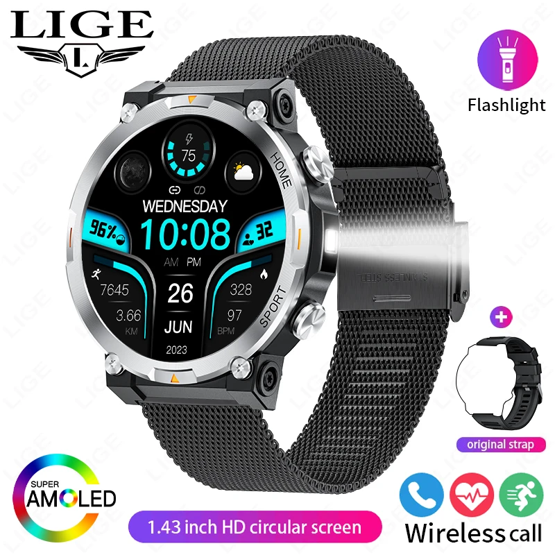 Smartwatch MDUG rosa com Saúde, Rastreador e Chamadas Bluetooth
