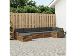 Vidaxl Conjunto De Sofás Para Exterior 7 Unid. Natural E Antracite