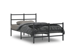 Estrutura De Cama Com Cabeceira E Pés 120x190 Cm Metal Preto