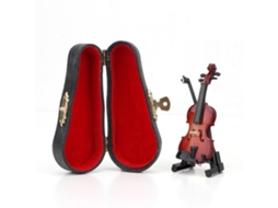 Ats modelo de Violín de Madera En Miniatsura 1:12 Con Caja Accesorio Simulado para Casa de Muñecas