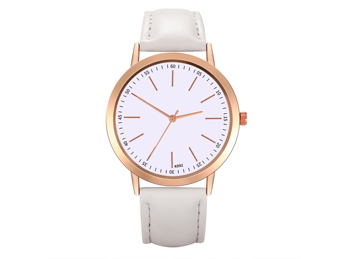 Reloj De Pareja De Moda Dial Redondo Analógico Cuarzo Pulsera Blanco