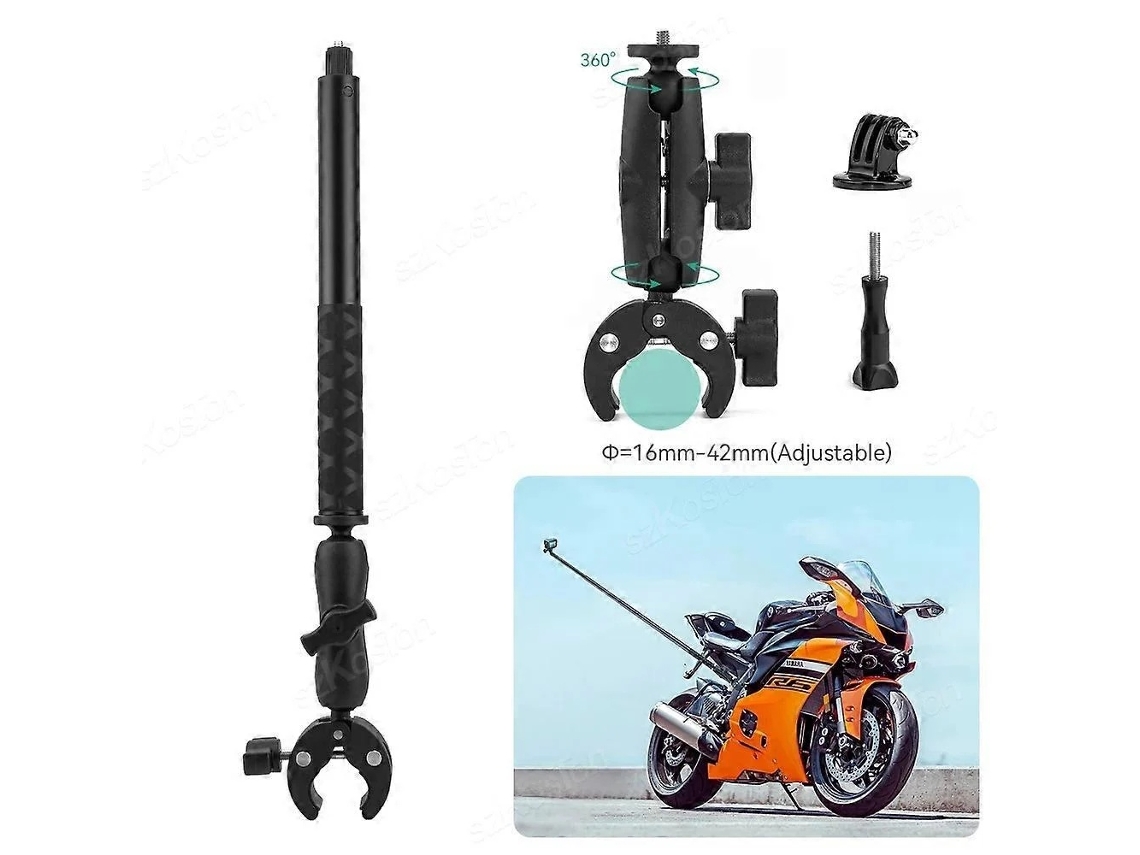 Lurelia Suporte De Guiador Para Bicicleta E Motociclo, Para Câmara De Ação, Rotação 360°, Rosca 1/4"