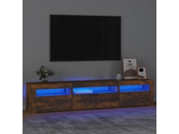 Vidaxl Móvel De Tv Com Luzes Led 195x35x40 Cm Carvalho Fumado