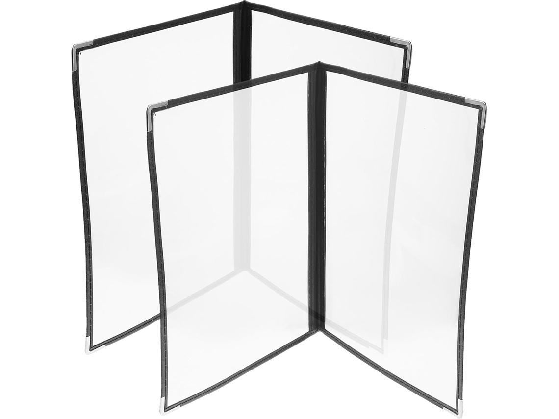 Porta Menus Frcolor, Design Com Cantos Arredondados, Pvc Transparente, 2 Peças, Fáceis De Limpar E Armazenar, Ideais
