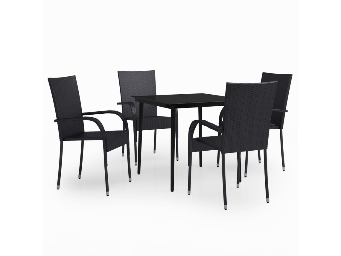 Conjunto 5 de jantar VIDAXL para jardim preto