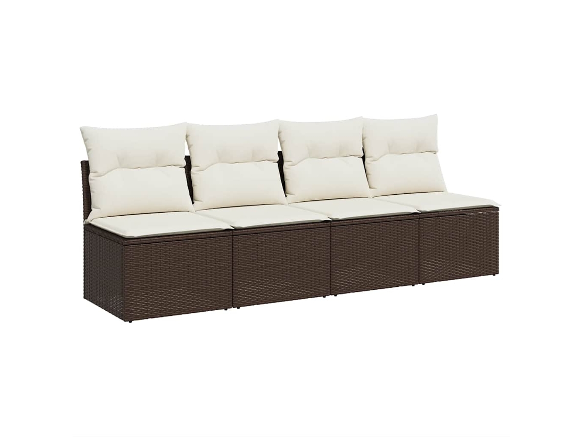 Maison Exclusive - Sofá De Jardim Com Almofadões 4 Lugares Vime Pe Castanho