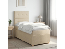 Vidaxl Cama Box Spring Com Colchão Creme 90 X 190 Cm Tecido