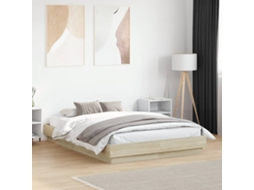 Vidaxl Estrutura De Cama Com Luzes Led 120x190 Cm Carvalho Sonoma