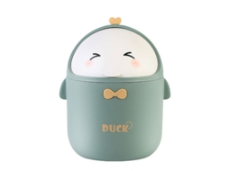 Lixeira de mesa mini com tampa, estilo cartoon, portátil, verde S/MARCA