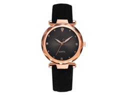Relógio de Pulso Feminino Casual Quartzo com Cinta Pu Simples e Elegante (preto)