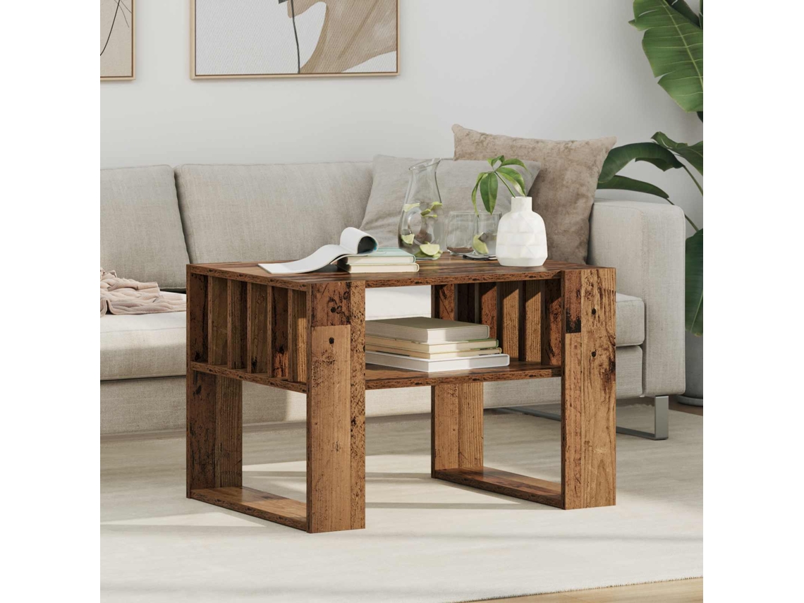 Vidaxl Mesa De Centro Madeira Antiga 66 X 49,5 X 45 Cm