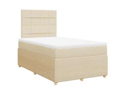 Cama Boxspring com Colchão 120x190 cm Tecido Cor Creme MAISON EXCLUSIVE