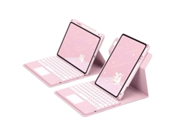 Capa Teclado Bluetooth Czhhmart Para Ipad Air1/air2/pro (9.7) Polegadas,teclado Com Tampa Redonda (rosa)