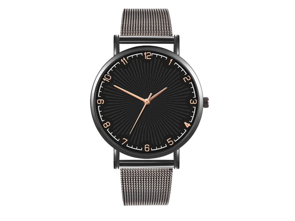 Reloj De Cuarzo De Moda Con Correa De Malla Para Parejas Estilo Casual (negro)