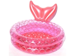 Piscina Inflável Tamanho Família, Piscina Infantil Translúcida Em Vermelho Rosa Com Design Estilo Sereia Para Uso Interno E Externo*