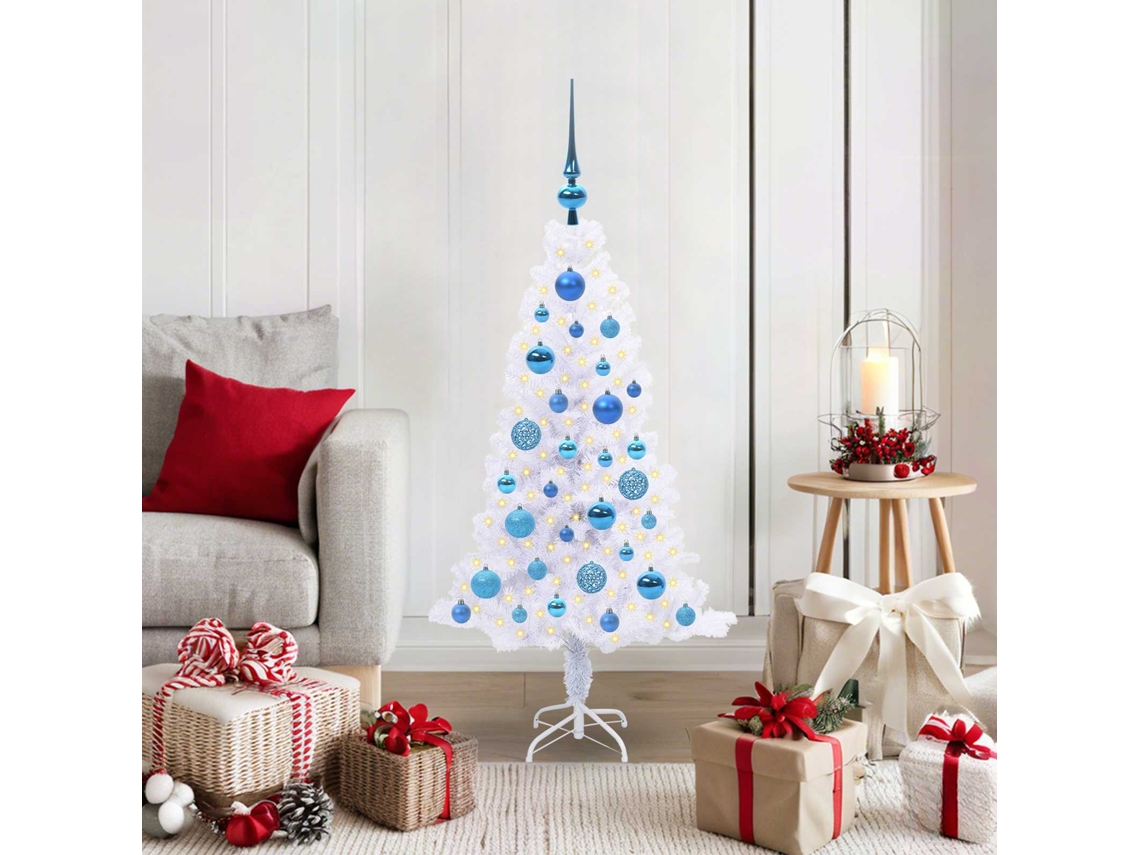 Vidaxl Árvore De Natal Artificial Com 150 Leds Branco 120 Cm Pvc E Aço