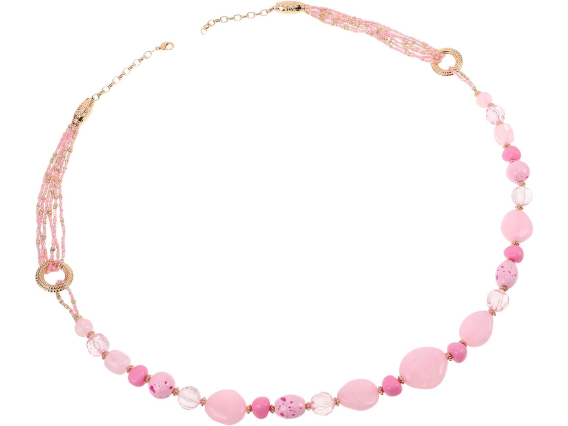 Colar Boêmio Vintage Com Contas De Resina Rosa, Gargantilha Longa, Leve, Feito À Mão, Joia De Verão