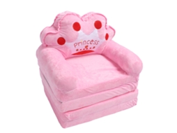 Cadeira Plegável para Crianças Meninas Rosa Princesa Tiara Sofa Cama para Dormir Brincar | S/MARCA