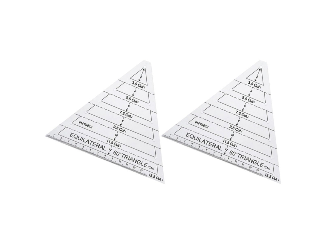 Régua De Patchwork Triangular Equilátera Em Acrílico, 2 Peças