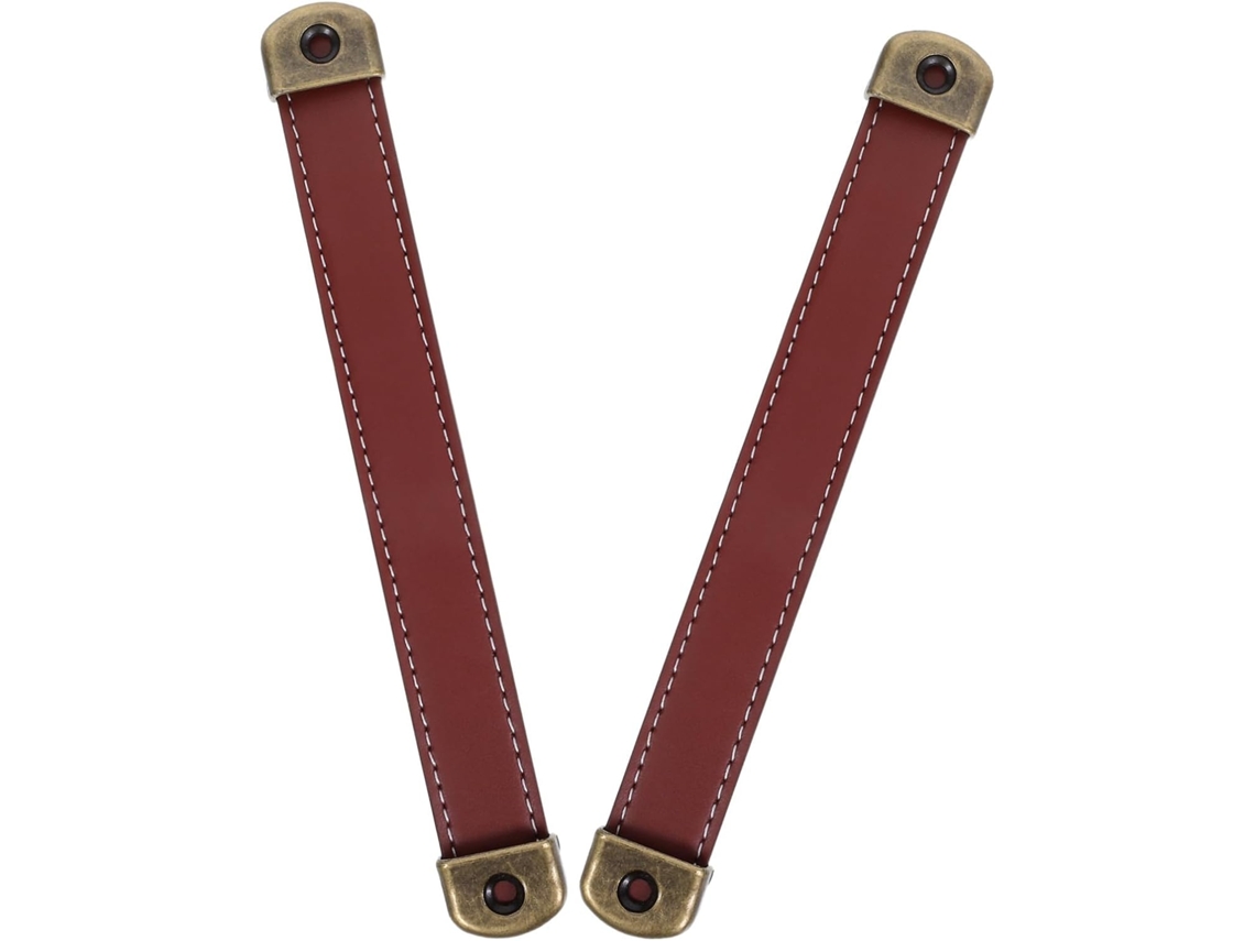 Conjunto De 2 Puxadores Vintage Em Pu Marrom Para Portas Armário