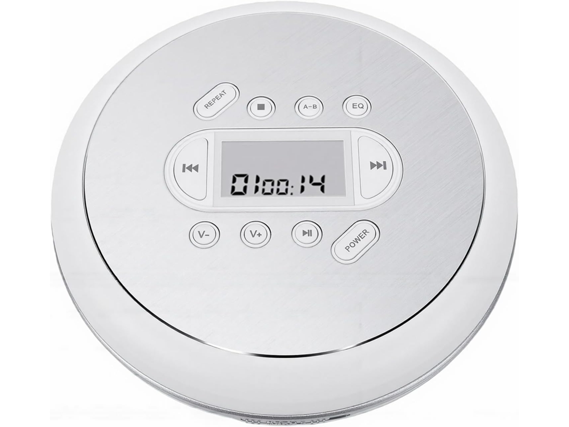 Leitor Cd Portátil Bewinner Com Fones De Ouvido E Cabo Aux, Reprodutor De Discos De Áudio Anti-pulos