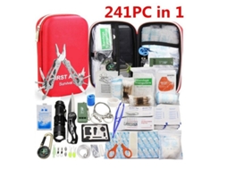 Kit Primeiros Socorros 241 Peças para Campismo,incluindo Ferramentas de Pesca e Sobrevivência. Vermelho HEXINYIGJLY