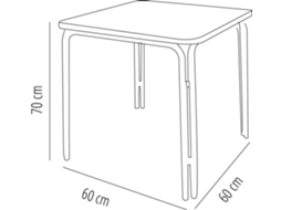 Mesa Quadrada Exterior 60x60 Cinza Inox Raya Garbar