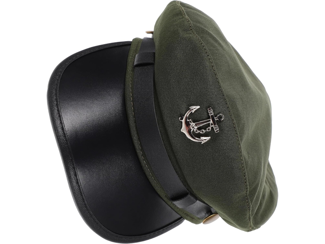 Chapéu De Capitão Para Cosplay Clássico Em Couro Verde E Algodão, Acessório Prático Para Festas E