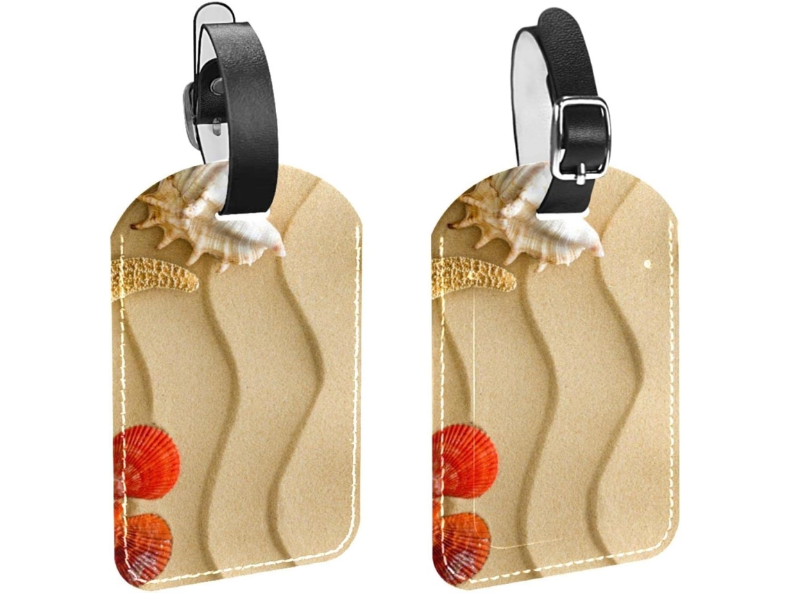 Conjunto De 2 Etiquetas Bagagem Em Imitação Couro Proteção Privacidade Praia Estrela Do Mar