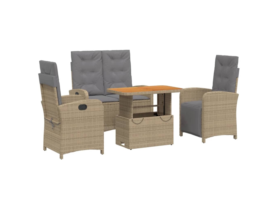 Garden Dining Set, Garden Dining Sets Vidaxl Bege Rattan / Vime (mesa Com 90 Cm De Comprimento)