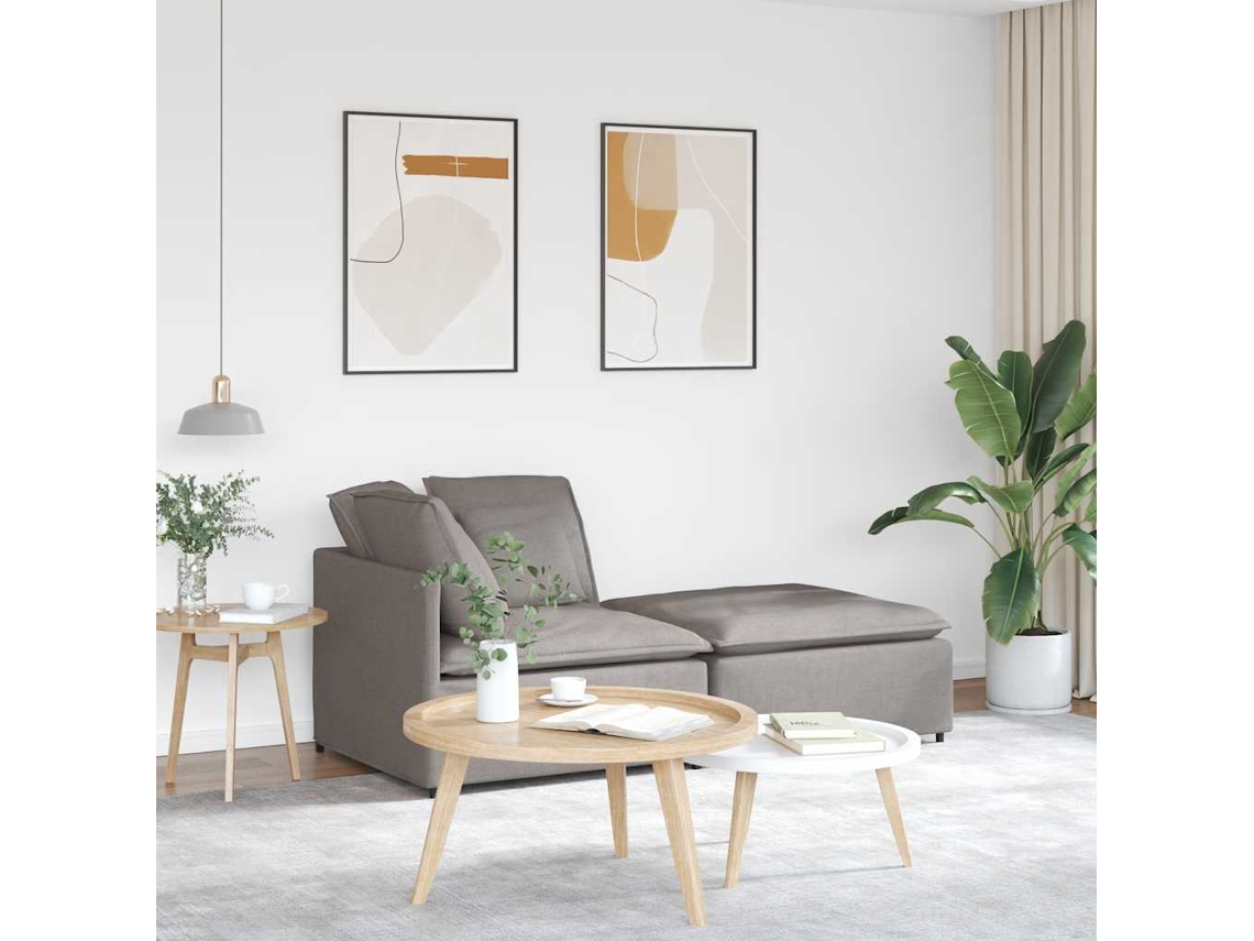 Vidaxl Sofá Modular Com Pufes E Almofadas Tecido Cinzento-acastanhado