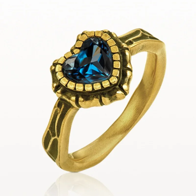 Anel Atlantis Ocean Heart, em Ouro, Cravejado com Zircônia Azul. MDUG