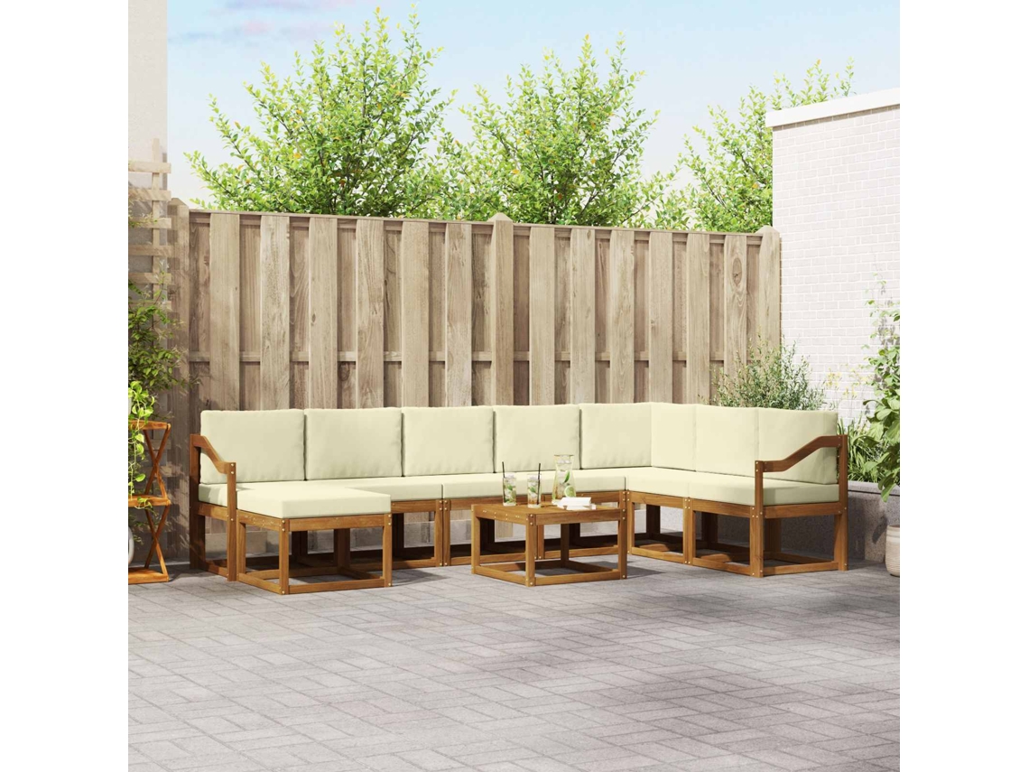 Vidaxl Conjunto De Sofás Para Exterior 9 Pcs Natural E Creme