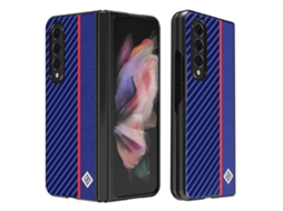 Capa De Celular Dobrável Horizontal Em Couro Com Fibra De Carbono Lc.imeeke Para Samsung Galaxy Z Fold4 5g.