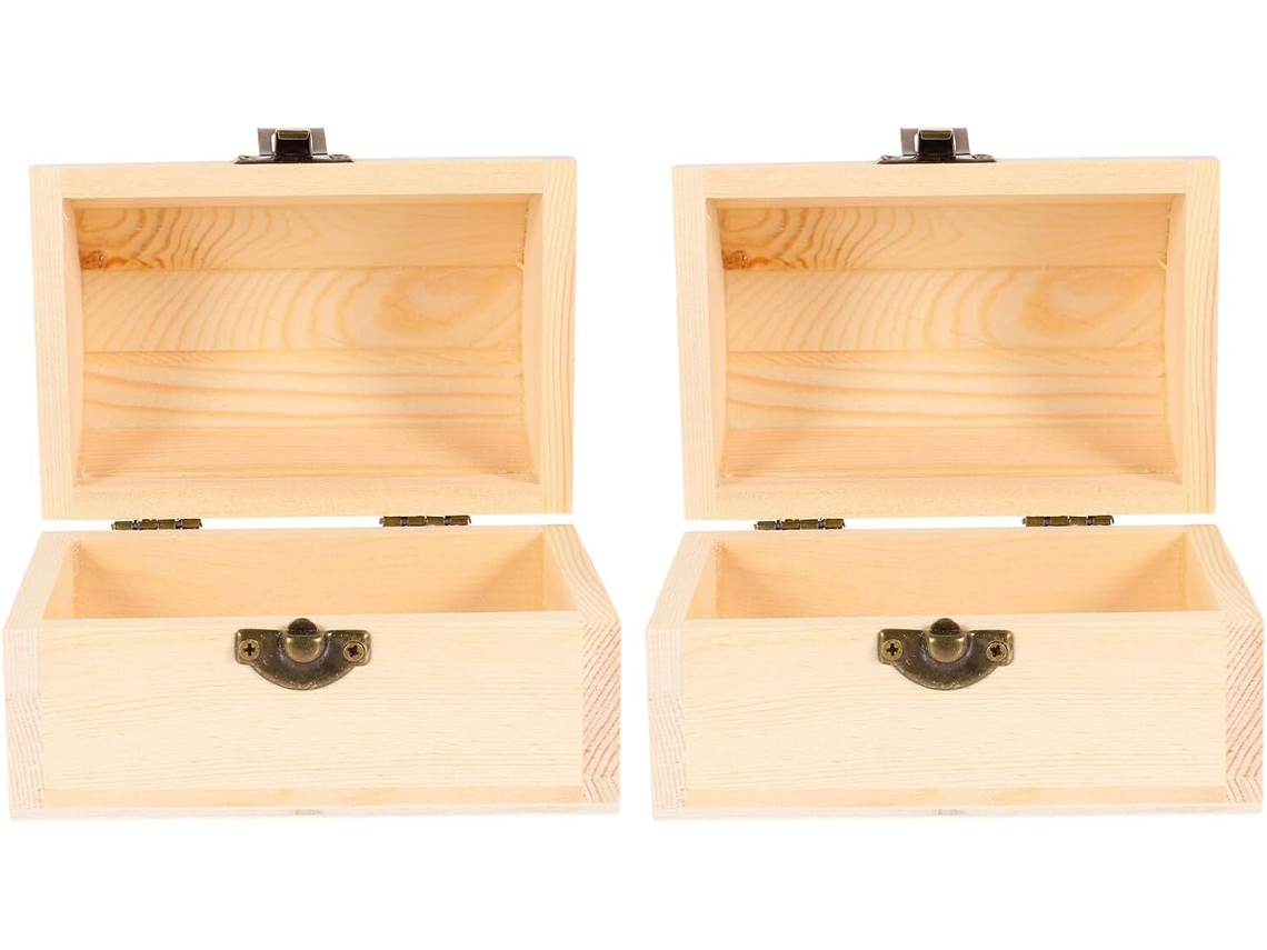 Conjunto 2 Caixas Organizadoras Decorativas Madeira Fechadura Estrutura Robusta Tampa Arqueada Organizador GOKOCO