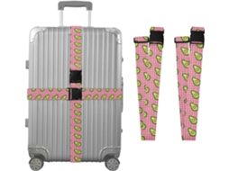 Conjunto De 2 Cintas Bagagem Rosa Com Estampa Xadrez Abacate, Ideais Para Malas De Viagem, Acessórios Para Cintos