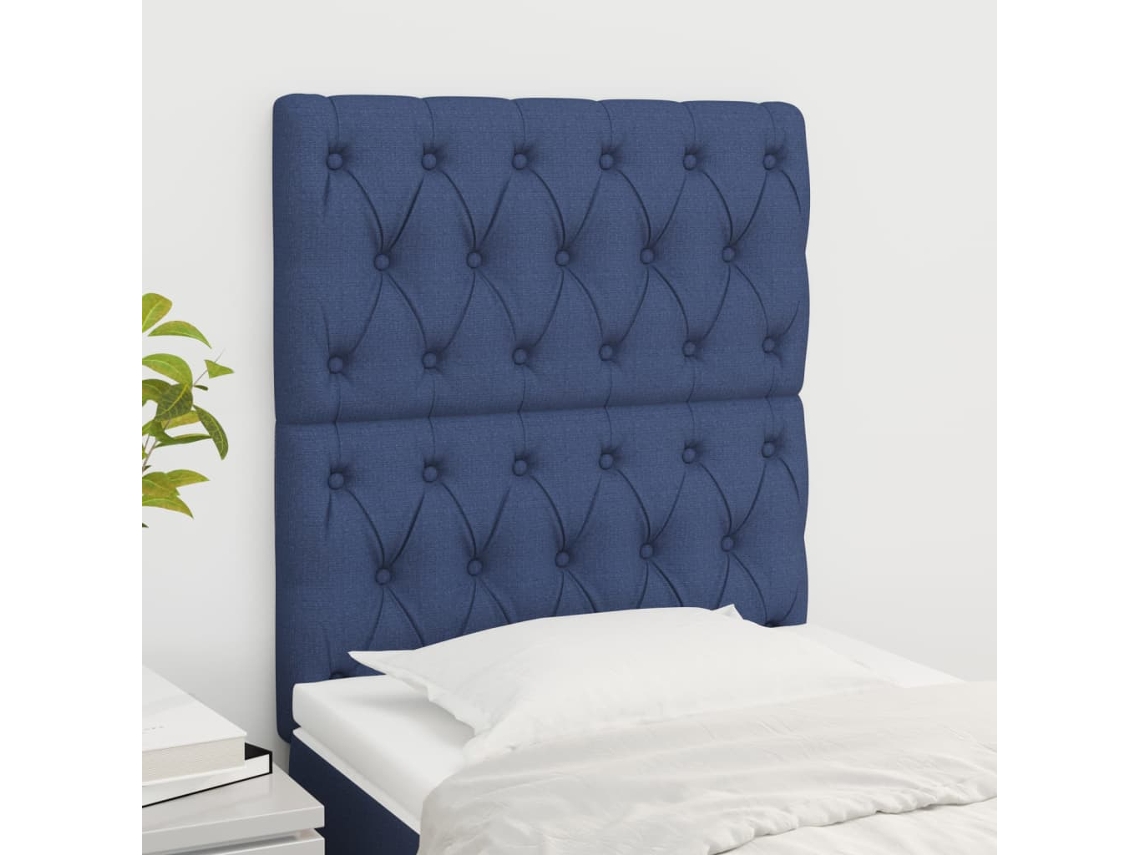 Vidaxl Cabeceira Azul 80x7x118/128 Cm Tecido