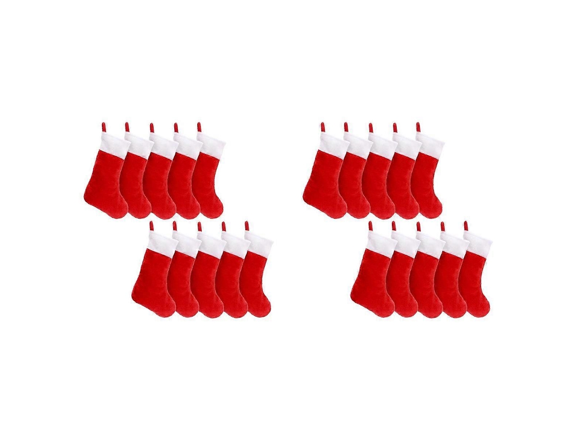 20 Meias De Natal De Feltro Vermelho, Suporte Para Meias De Natal, Bolsa Para Armazenamento De Presentes Para Lareira Doméstica Olysi Shop