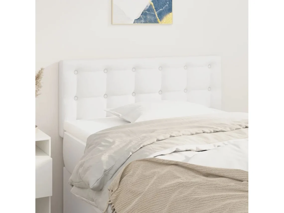 Cabecero de piel sintética 100x5x78/88 cm blanco
