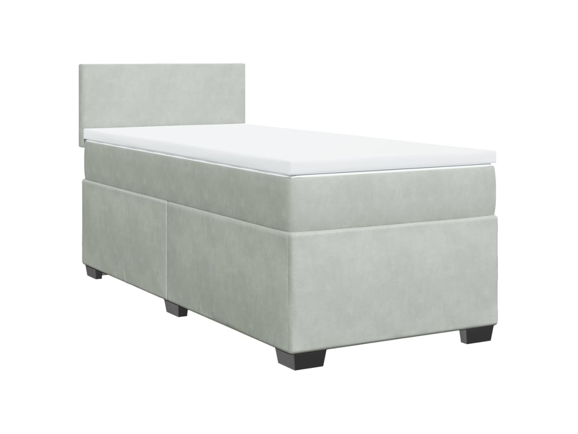 Cama com Molas/colchão 90x190 Cm Veludo Cinza claro MAISON EXCLUSIVE