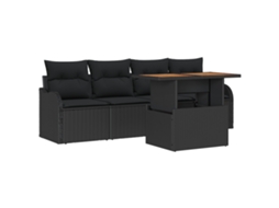 Conjunto 5 Móveis Para Exterior Vidaxl Preto Vime Pe (100 X 55 X 73 Cm)