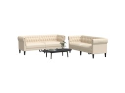 Vidaxl 2 Pcs Conjunto De Sofás Tecido Cor Creme
