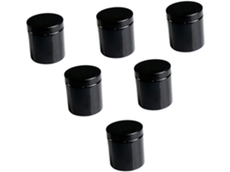 De 6 Potes Cosméticos Pretos Em Pet Com Boca Larga, Recipientes Práticos Para Cremes E Loções.