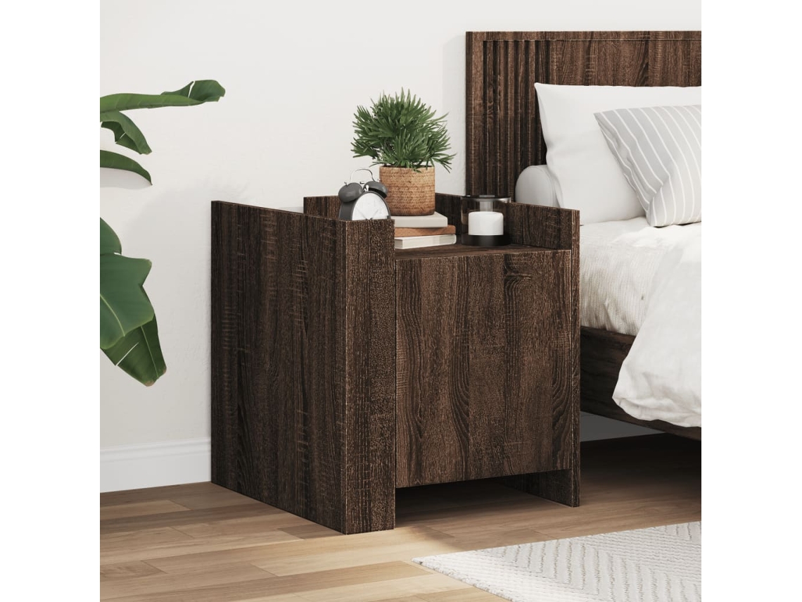 Vidaxl Mesa Cabeceira 45x50x50 Cm Derivados Madeira Carvalho Castanho