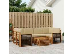 Vidaxl Conjunto De Sofás Para Exterior 7 Pcs Natural E Bege