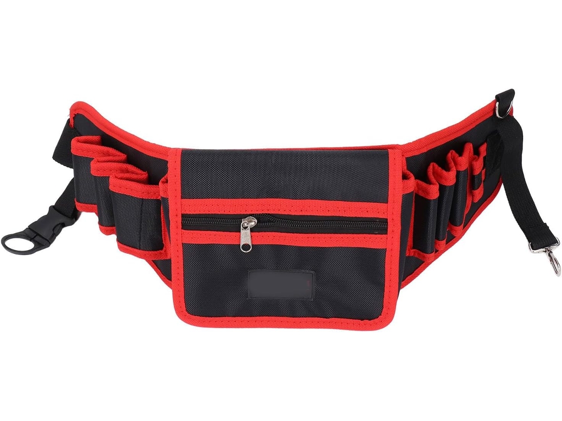 Bolsa de cintura para ferramentas, em tecido Oxford 600D, para eletricistas, com cinto ajustável e removível, com vários compartimentos.