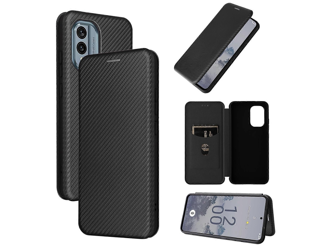 Capa De Couro Com Textura De Fibra De Carbono Para Nokia X30 5g