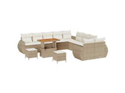 Conjunto 13 Sofá De Jardim Vidaxl Bege Vime Pe (90 X 55 X 71 Cm)