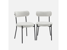 Cadeiras Em Tecido Chenille Com Estrutura Em Metal, Set De 2, Branco